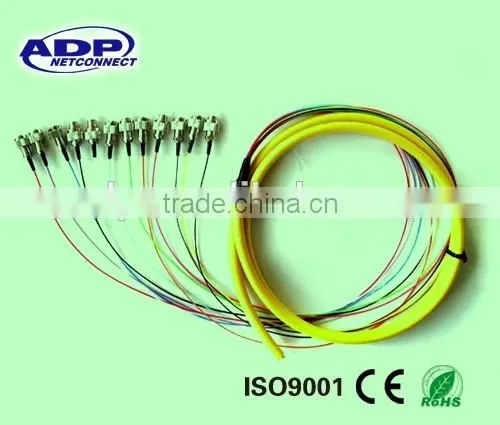 ST/ FC connector Fiber Optic Pigtail, 12 Cores Breakout Cable