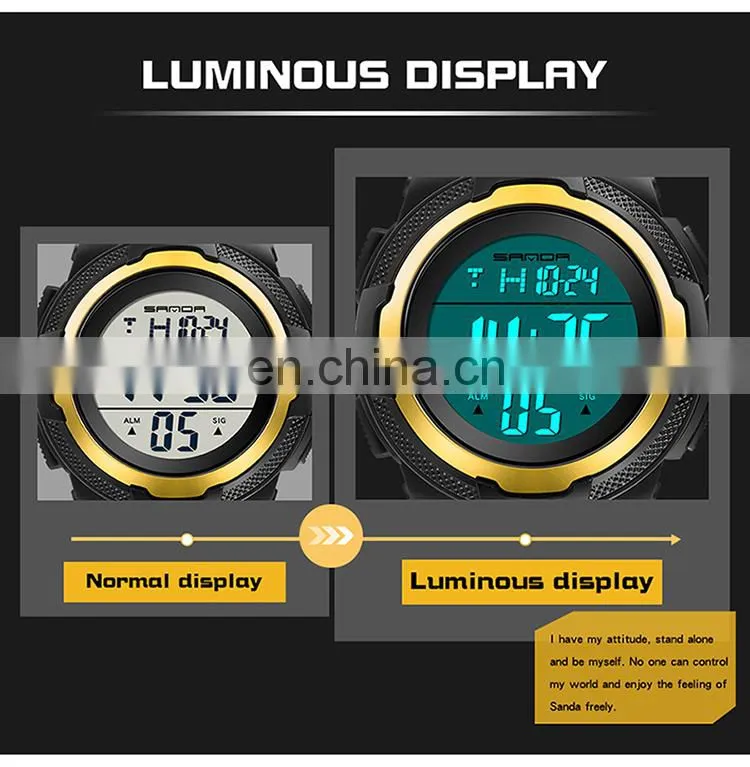Sanda 2012 Private Label Electronic Mens Fashion Watch Waterproof Luminous Alarm Sport LED Digital Watches