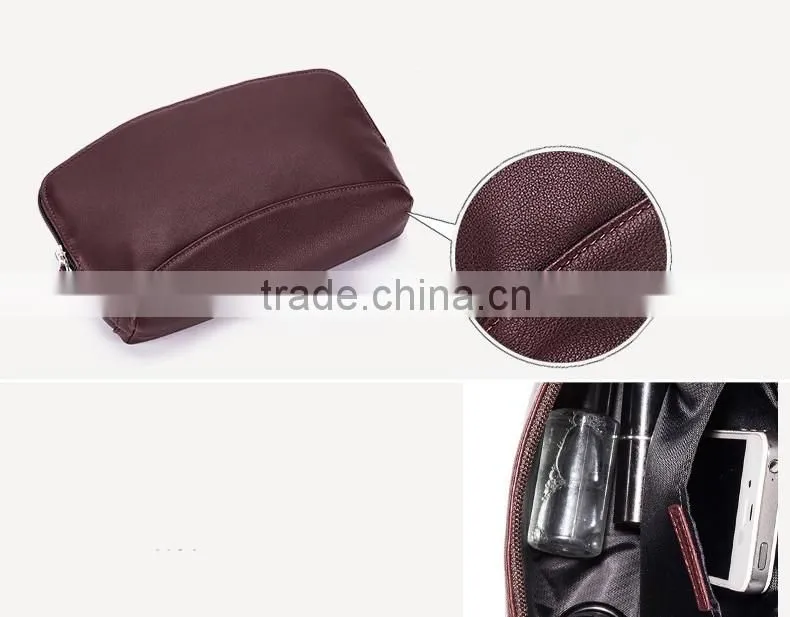 waterproof practical genuine leather cosmetic bag, leather makeup organizer case lady
