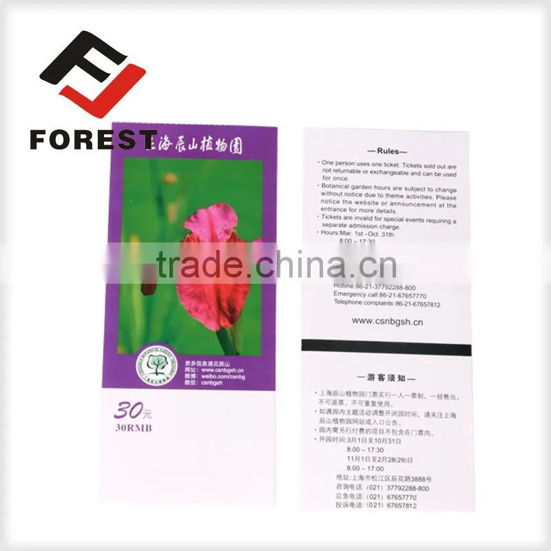 Factory supplies custom printing visiting botanical garden tickets