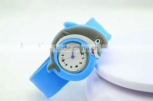 cute slap watch for children dolphin design silicone slap watch