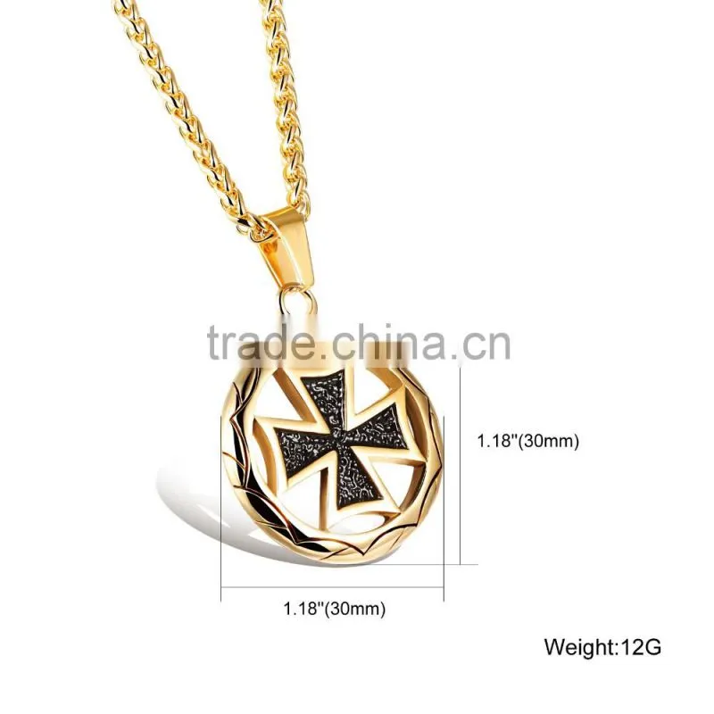 Circle the cross pendant Men's titanium steel casting necklace gold silver color promotion gift