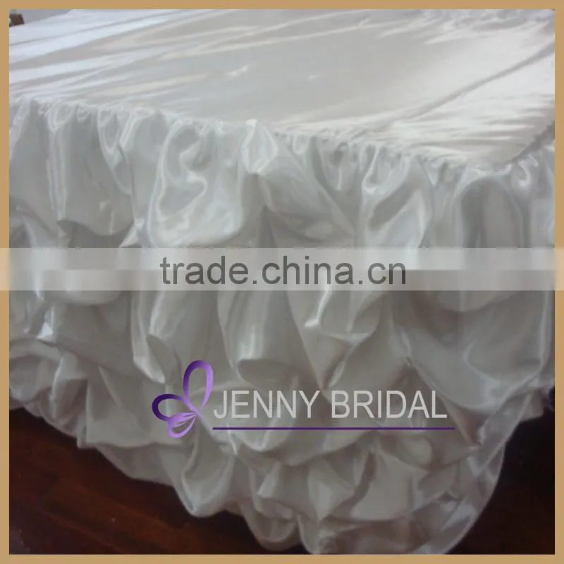 TC001 China wholesale ruched satin ruffled table skirt,tutu table skirt