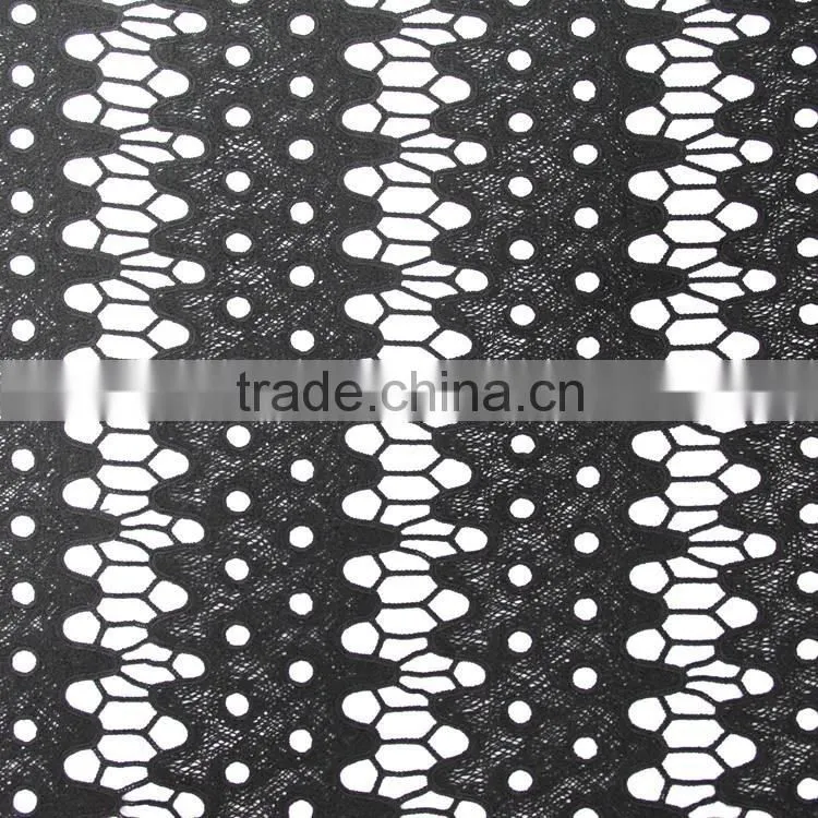Good price excellent quality black polyester water soluble chemical lace fabric