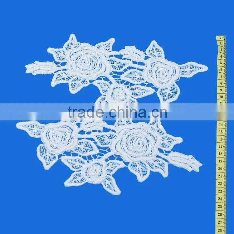 Promotion Wholesale Custom 2pieces per set Crochet embroidery neckline designs Shoulder Applique