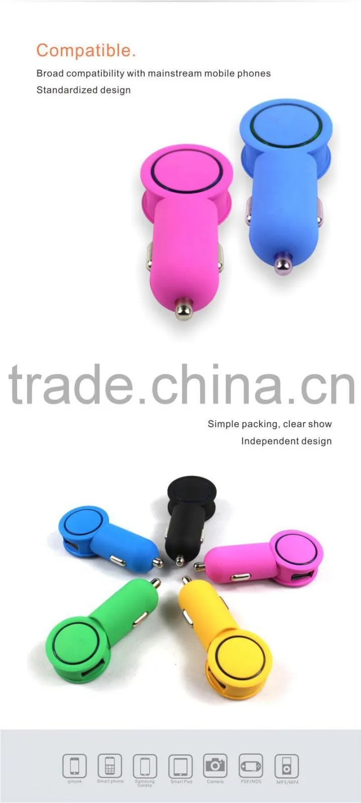 Multi-function adapter 12v USB car charger 5v 2.1A dual usb car charger 2016