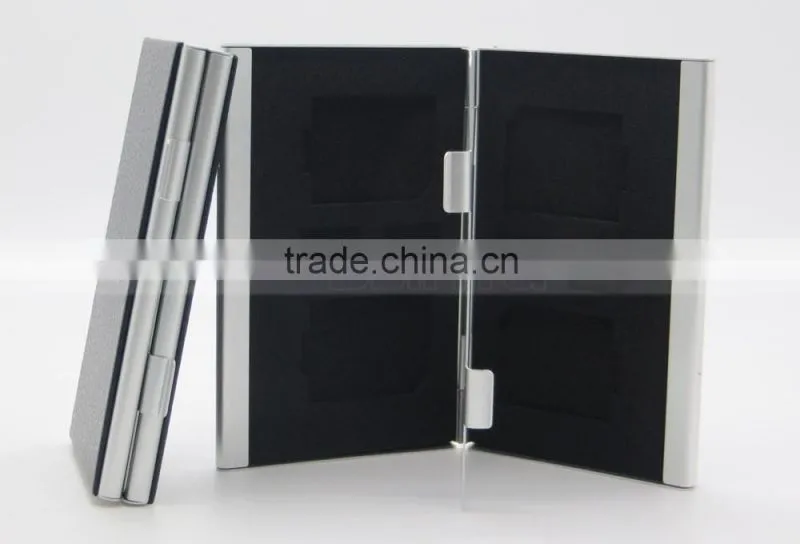 Leather Aluminum EVA Memory card Carrying Case for 4x SD Card and 4x TF Card