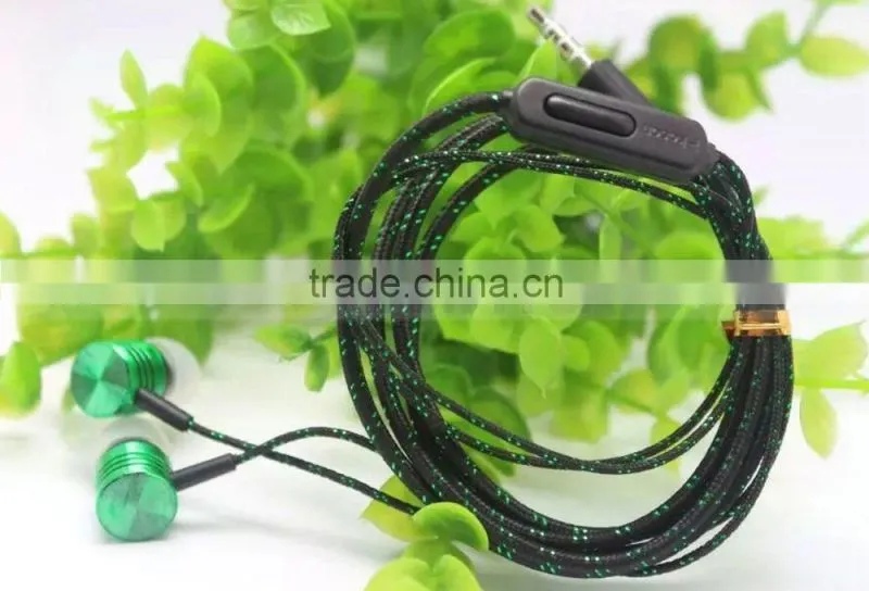 3.5MM Weave Braided Fabric Cord Earphone with MIC for iPhone 6 Plus S Galaxy S7 Edege S6 Note 5 S5 HTC Smart Phone