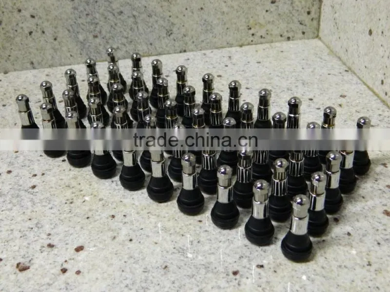 Promotion Chrome Sleeve Rubber Snap-In Pull Through Tire Valve Stems For Car Truck TR413C