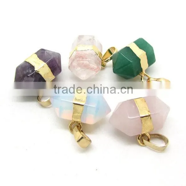 JF6922 2016 newest gold electroplated double point bail loop turquoise pendants