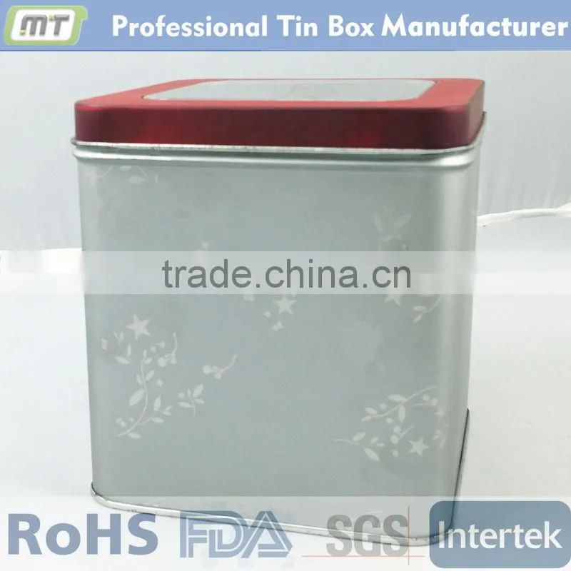 custom printed square cookie tins window