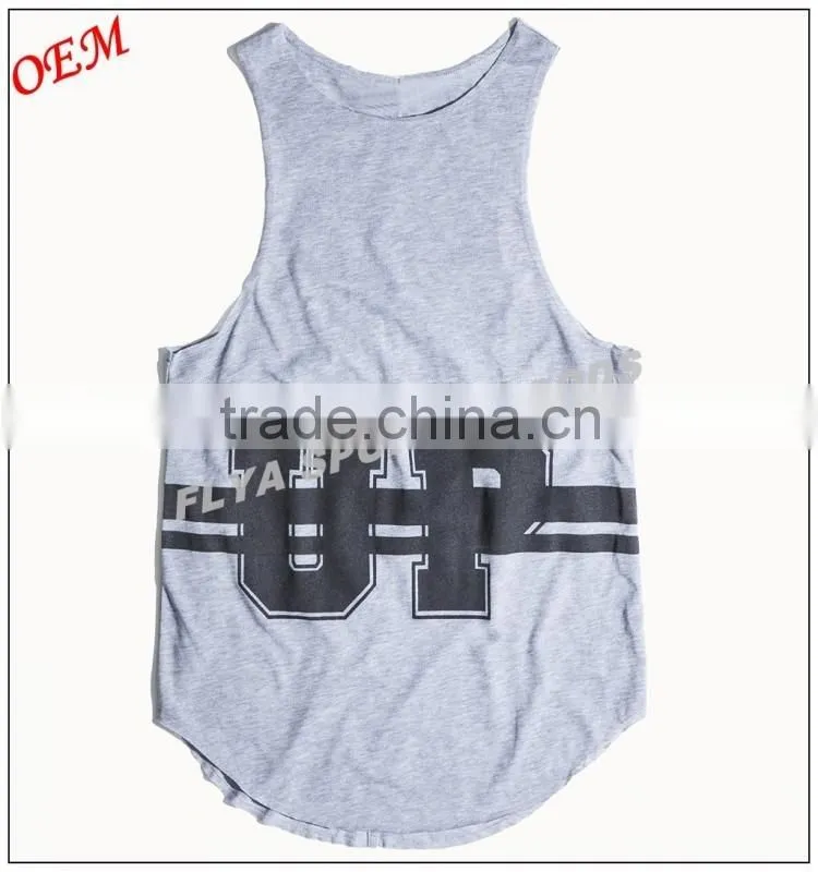 Placement print at front and back high neck loose fit tank tops sports apparel