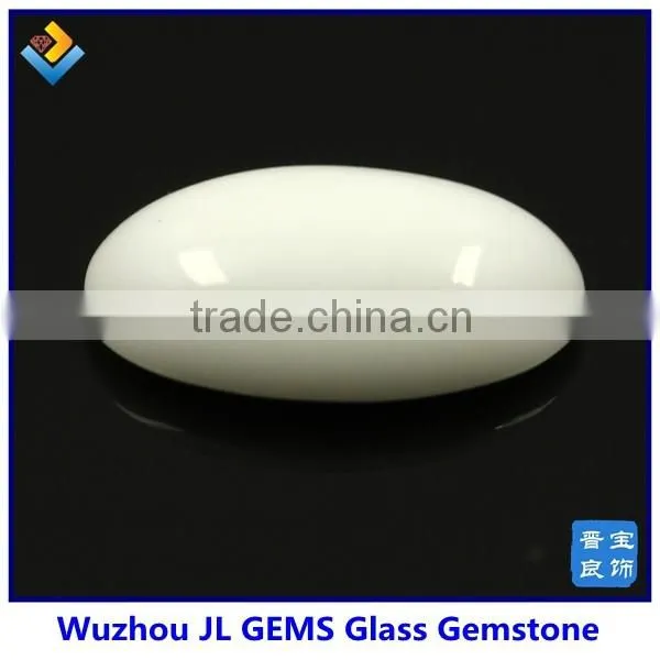 Milky white glass gemstone oval cabochon stone for jewelry