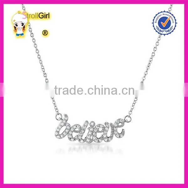 Hot sale CZ stone pave necklace Lovely bowknot pendant necklace 925 sterling silver jewelry