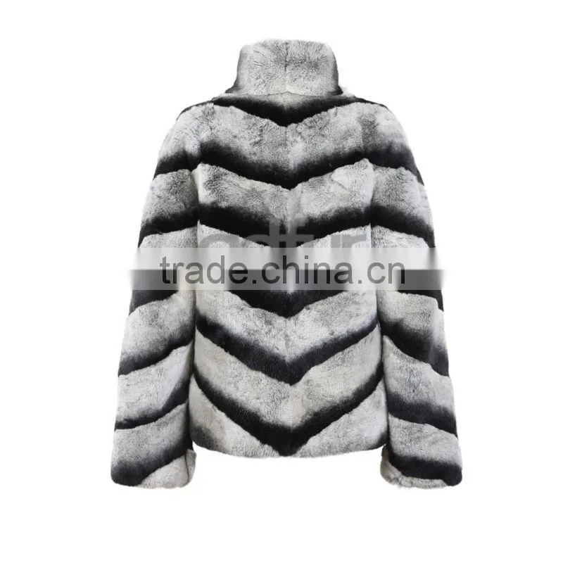 QD30350 Latest Real Fur Winter Russian Girls Fashion Chinchilla Rex Rabbit Coat Ladies Western Plus Size Rabbit Coat