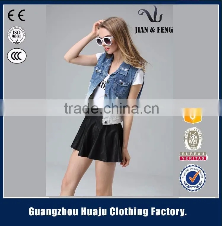 Garment Factory 100% cotton fashion safety europe denim vest wholesale