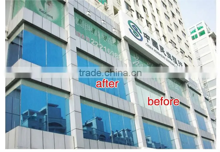 Safety Privacy Blue and Silver Building Film Similar to Llumar Window Film