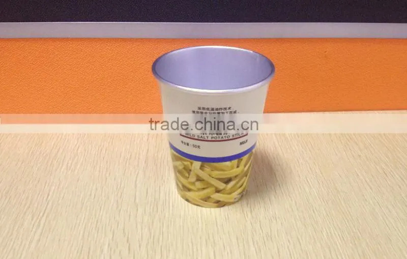 disposable eco-friendly double pe coated Colorful Potato Chips/French Fries Paper Cup