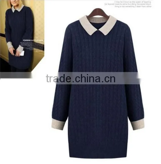 2014 latest European and American retro style high-end long-sleeve pullover polo-collar knitted woman sweater
