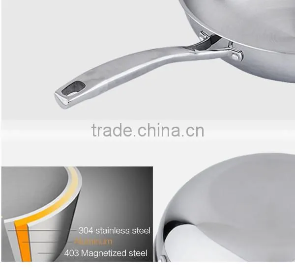 Charms Tri-ply stainless steel chineses wok pans