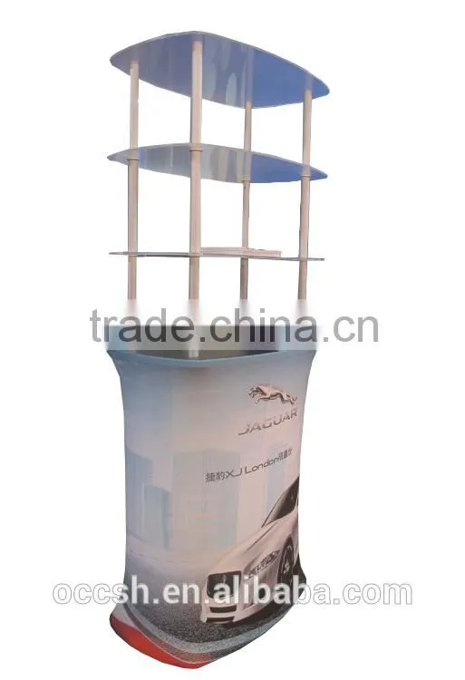 Tension Fabric Promotion Desk Display Table Acrylic Show Shelves