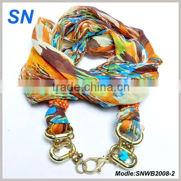 Metal Accesories Scarf Color Silk