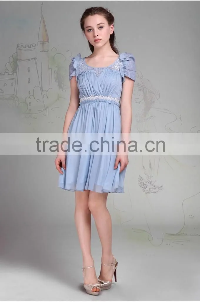 2015 New Arrival Fashionable Puff Sleeve Design Fiesta Dresses