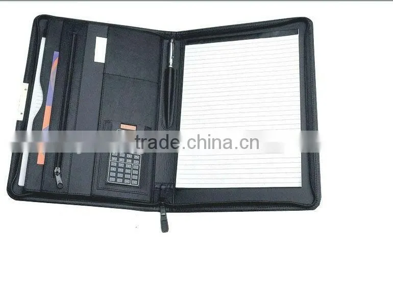 Leather Bound 2 Ring Folder Padfolio With Notepad