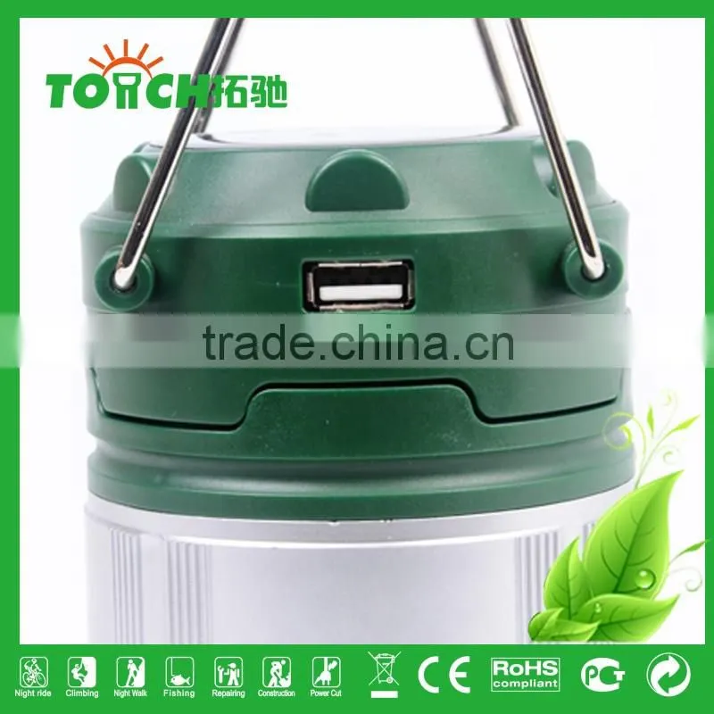 Green Color Solar Charge Camping Light with Charger 3*AA Battery Lantern CE RoHS Certification