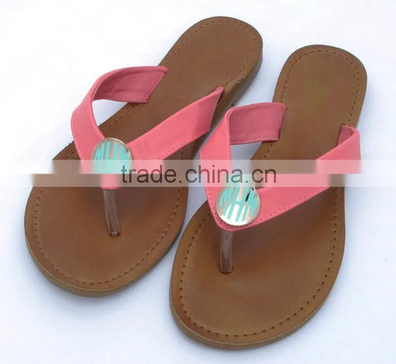 Monogrammed Sandals Slip On ,Coral