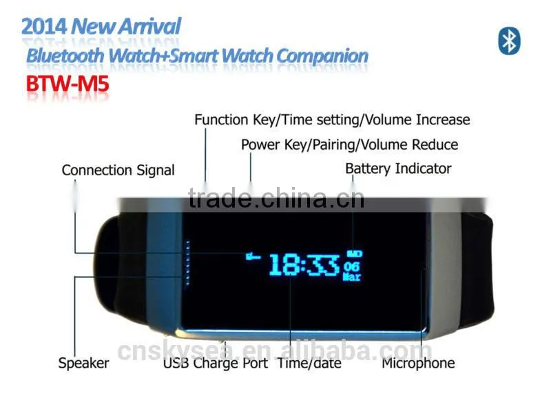 2014 newest style Smart watch Bluetooth Watch and Smart phone companion