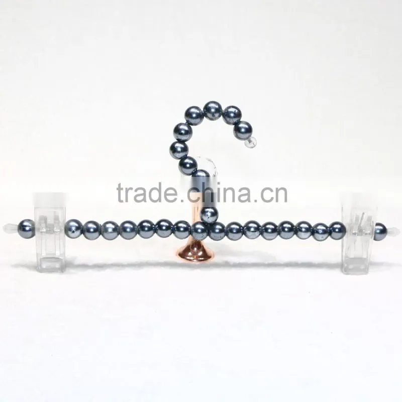 Luxury padded pearl pant hanger with plastic clips
