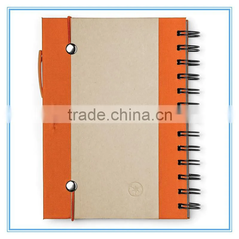 Wholesale office and school supplies imprint kraft paper cover spiral note book with pen