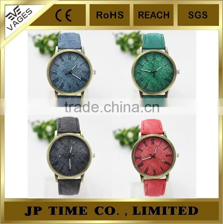 New Men Women Leather Analog Round Casual Cowboy Vintage leather Watch JUST