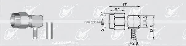 SMA-C-JW1.5,Male,right angle,crimp for RG174 or RG316;