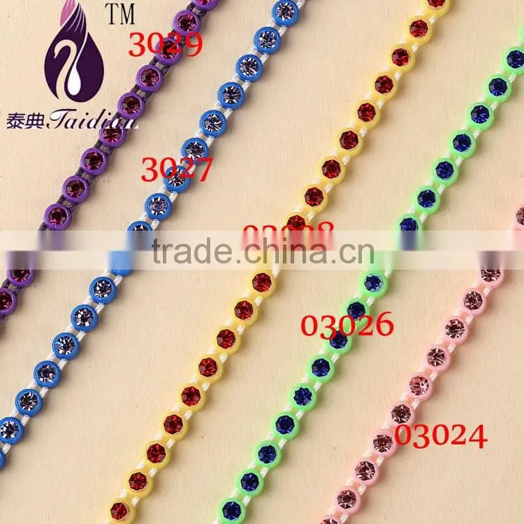 gold rhinestone trim/3MM AB Stone chain