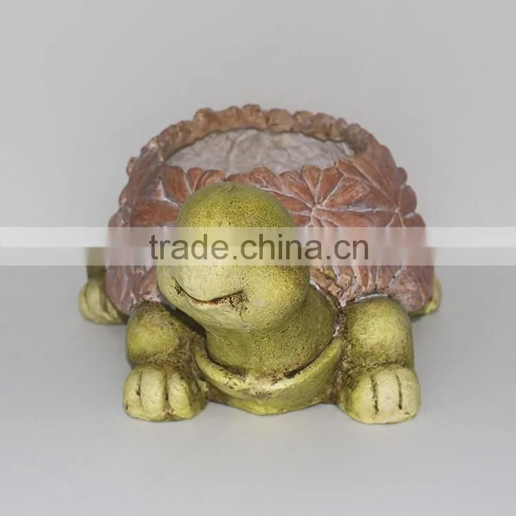 Polyesin Custom Tortoise Animal Garden Statue Figurine Decoration Flower Pot, Magnesium Oxide Resin Tortoise Shape Flowerpot