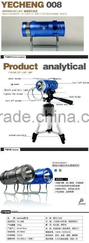quality fishing torch led flashlight /Blue White Light T6 Led Night Squid Fishing Light