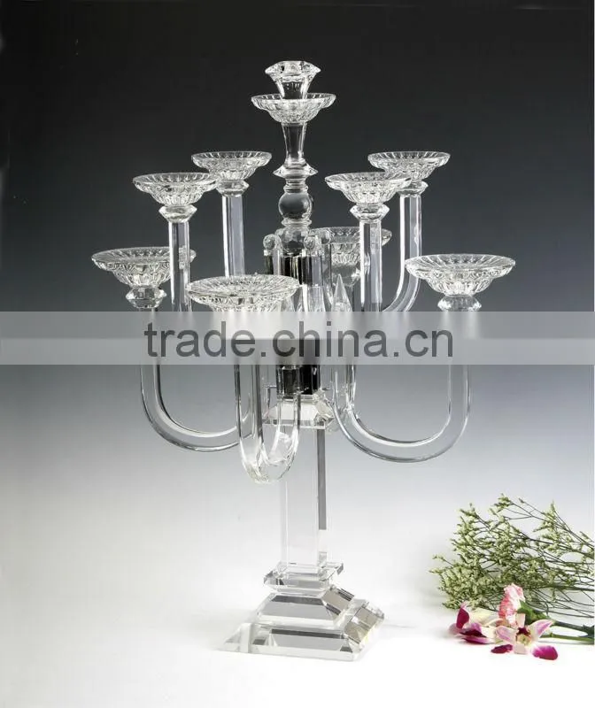 Gorgeous Crystal Doule Pillar Tall Glass Candle Holders / Crystal Candlesticks for wedding