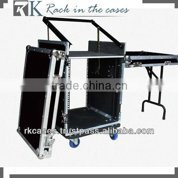 RK aluminum rack case,10U slant mixer rack/16u vertical rack system with caster board and removable covers