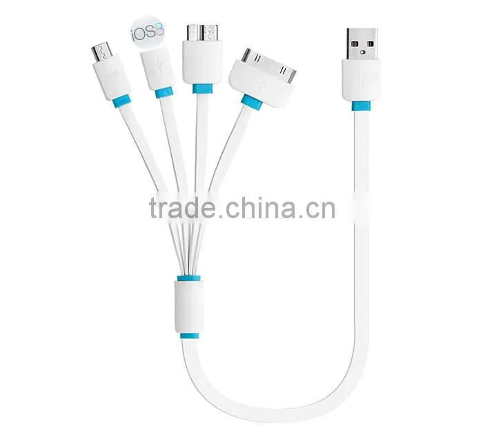 Custom Logo 4 in 1 Multifunctional USB Charger Cable for Iphone4/iphone 6/Samsung Galaxy/Android Smartphone