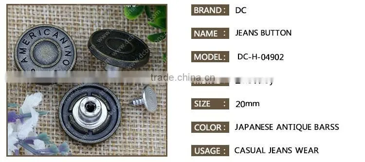 Plating decorative metal rivets fasteners studs button denim pant jeans