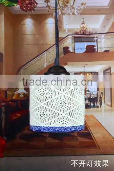 Vintage LED Pendant Light Blue White Porcelain Chandelier Star Jingdezhen Ceramic Loft Coffee Bar Restaurant Kitchen Lights
