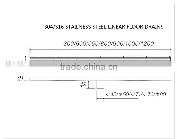 Stainless Steel Linear Shower Floor Drains Grates