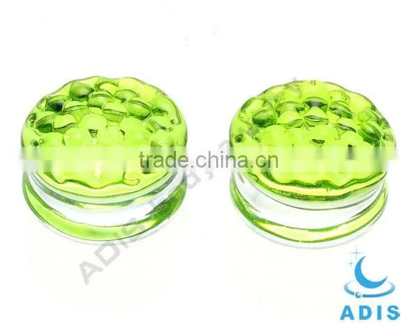 00g green dot bottom ear expander stretching pyrex glass plug piercing