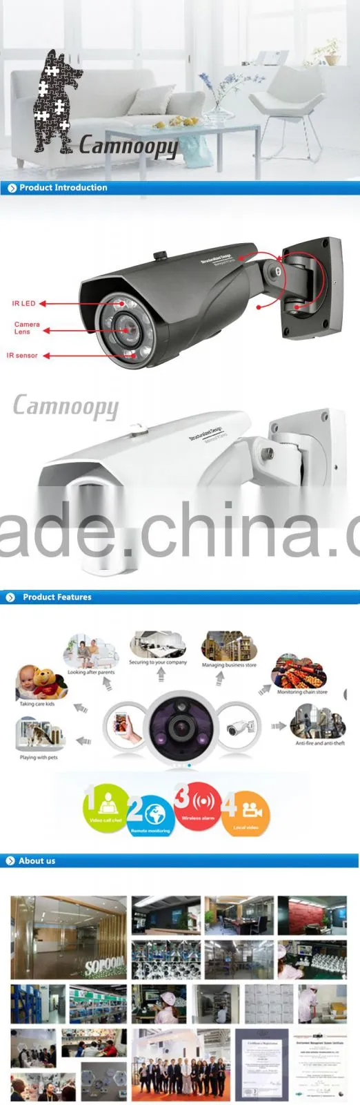 Camnoopy 720P p2p outdoor mimi ip wifi camera