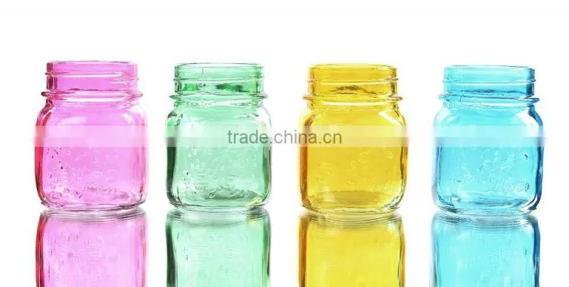 Small Colored Carving Clear Glass Mason Jars