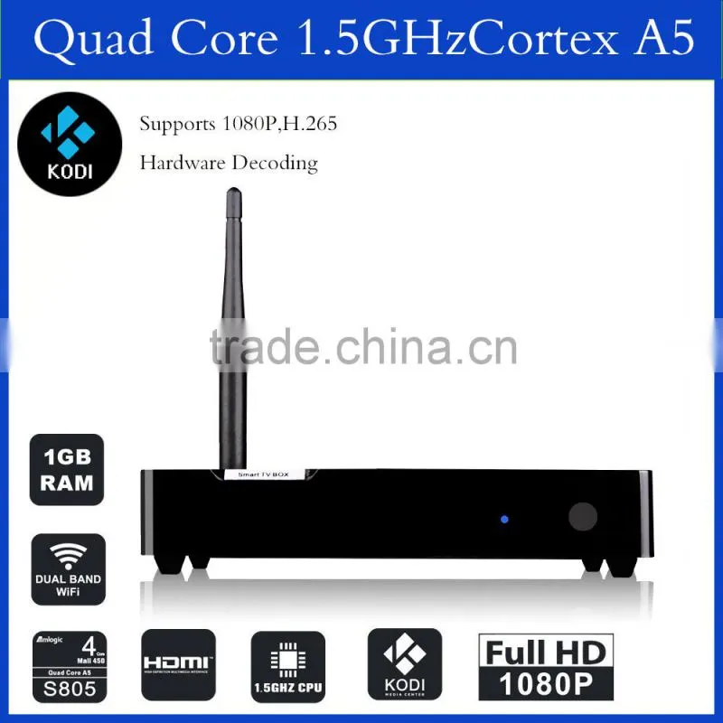 Hot Amlogic S805 Quad core android 4.4 tv box T6 support bluetooth 4.0, 4K*2K, XBMC, 1G+8G smart android 4.4 T6 payment accept