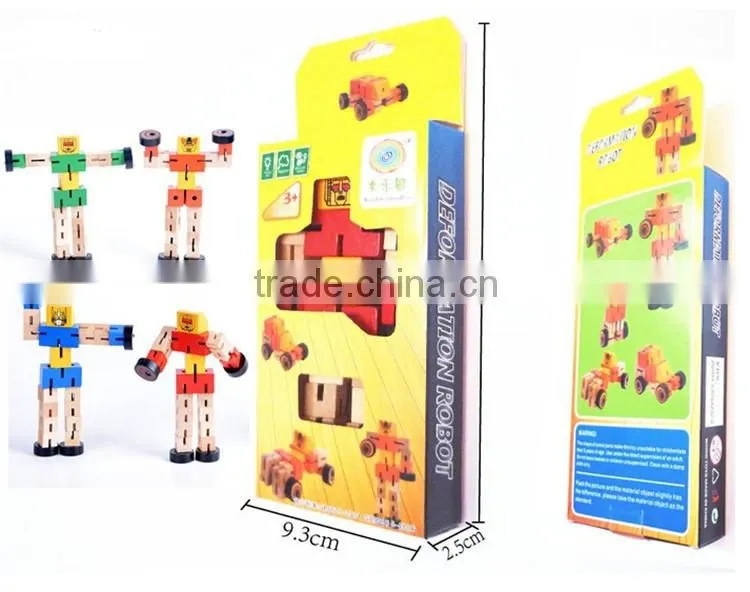 Mini wooden toy autobot