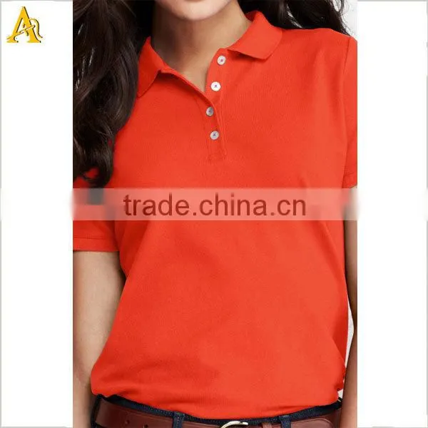 short sleeve pima cotton ladies polo collar t-shirt